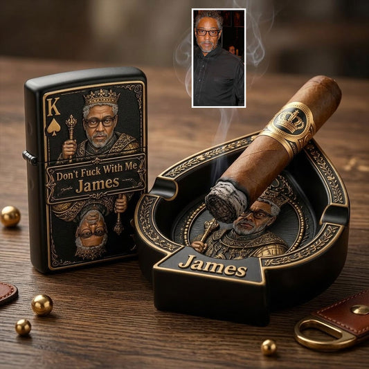 Le Roi de Pique - Plateau Personnalisé pour Hommes avec Briquet