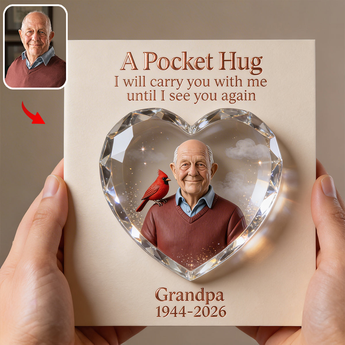 Always In My Heart - Personalized Memorial Pocket Hug Card
