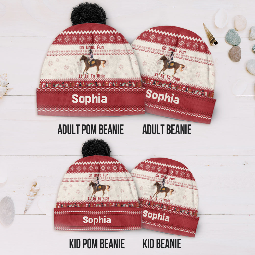 Oh What Fun It Is To Ride - Personalized Horse Beanie Hat