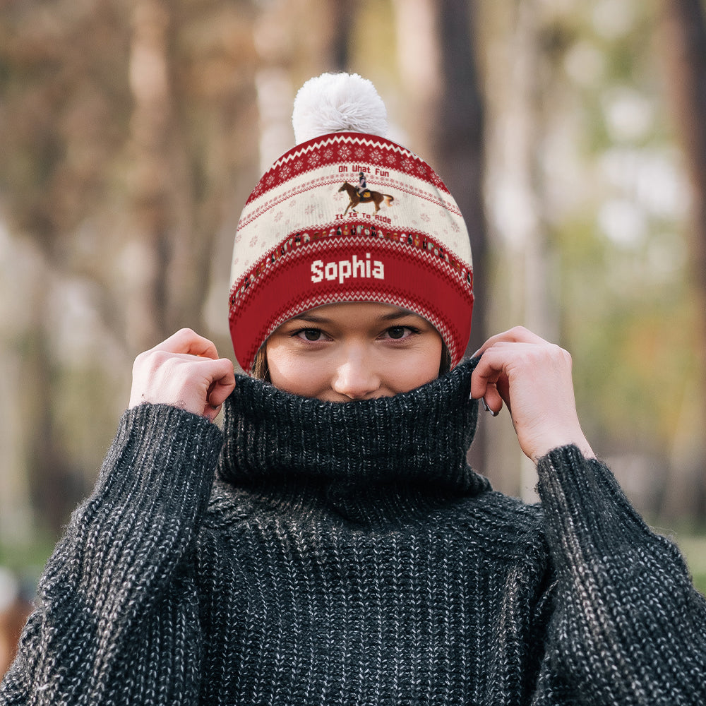 Oh What Fun It Is To Ride - Personalized Horse Beanie Hat