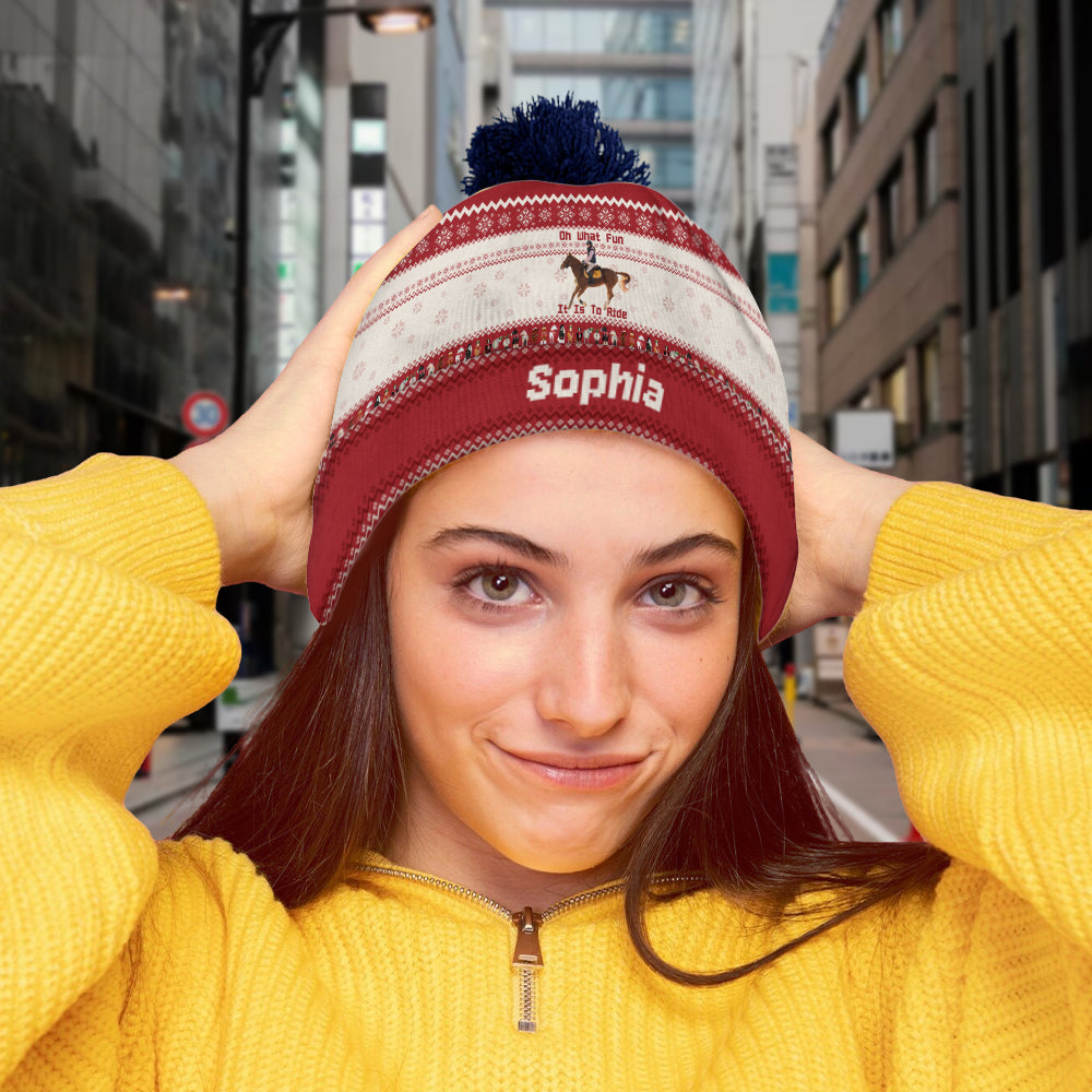 Oh What Fun It Is To Ride - Personalized Horse Beanie Hat