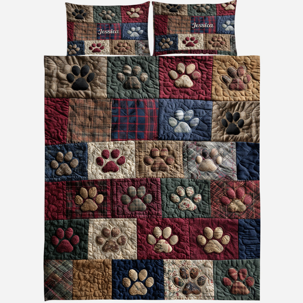 J'aime mon chien - Ensemble de courtepointe personnalisé pour chien