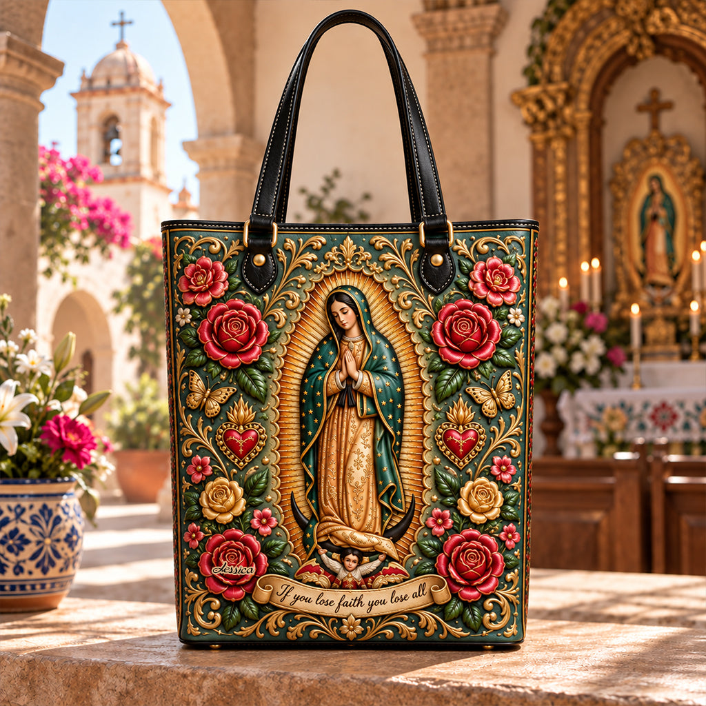 Déesse Mexicaine, Guadalupe - Sac Tote Chrétien Personnalisé