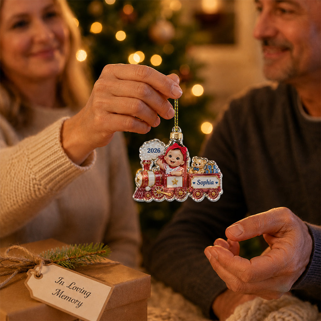 Merry Christmas - Personalized Kid Custom Shape Glass Ornament