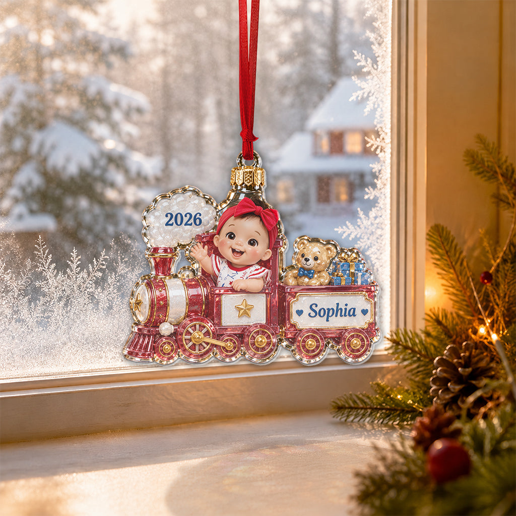 Merry Christmas - Personalized Kid Custom Shape Glass Ornament
