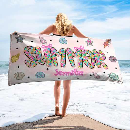 Summer Beach Vibes - Personalized Sea Lover Quick-dry Beach Towel/ Bath Towel