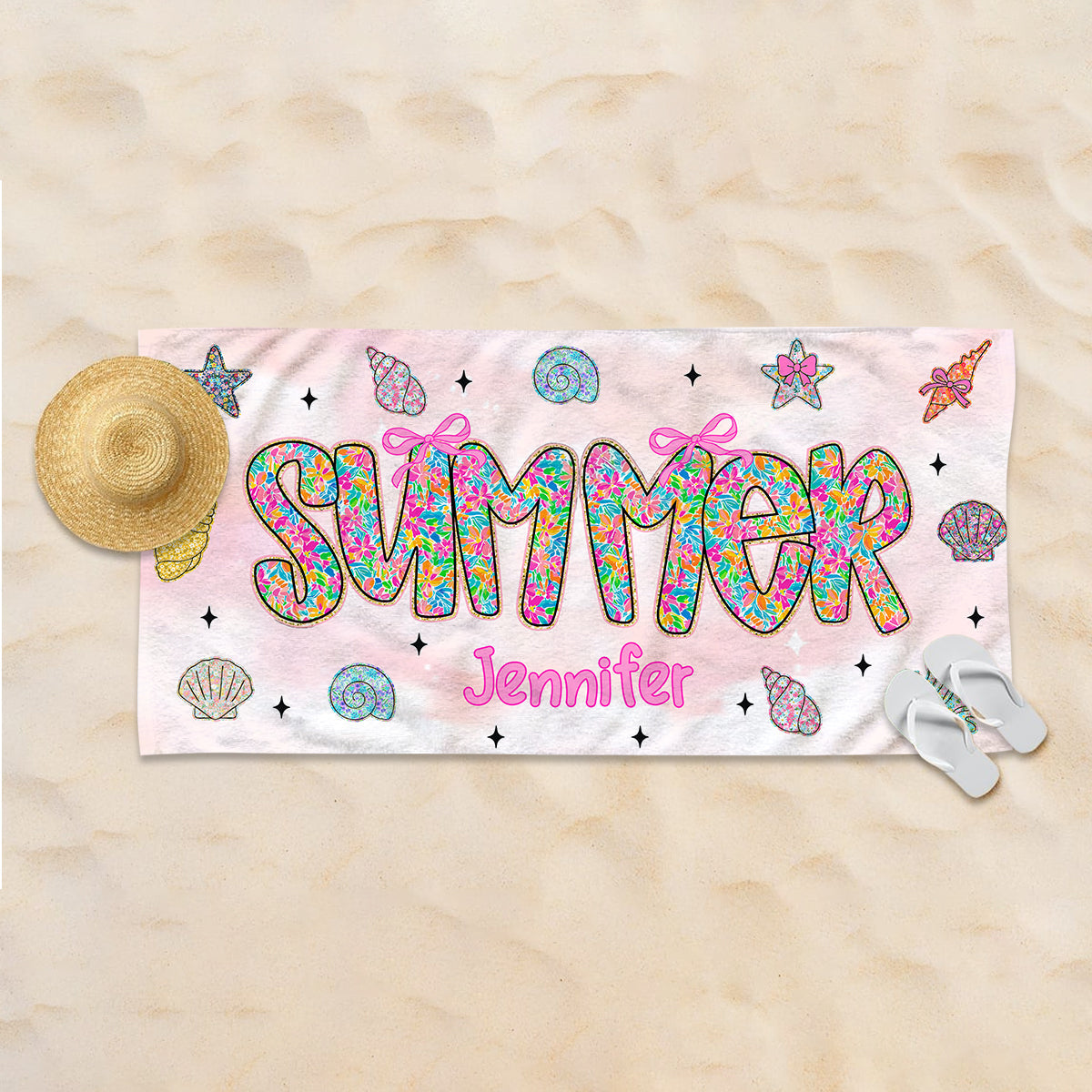 Summer Beach Vibes - Personalized Sea Lover Quick-dry Beach Towel/ Bath Towel