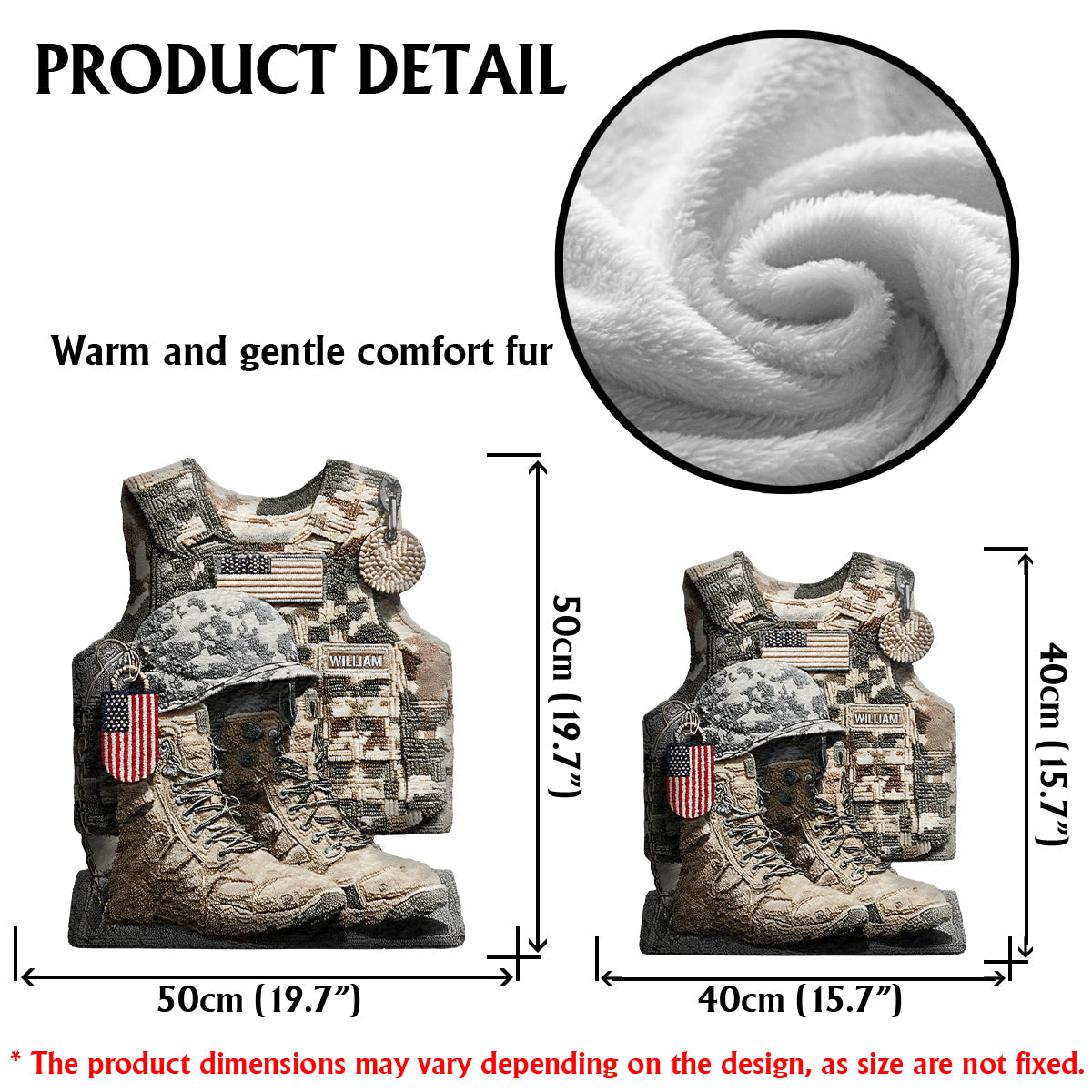 Hommage à tous ceux qui ont servi - Coussin personnalisé en fausse fourrure en forme de vétéran