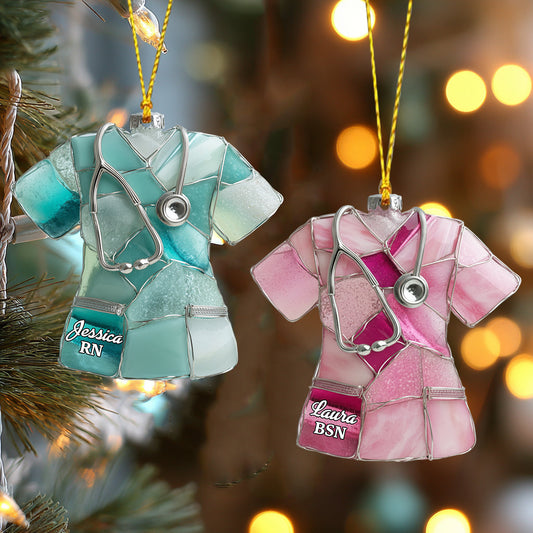 Gommage d'infirmière en verre de mer - Ornement d'infirmière personnalisé