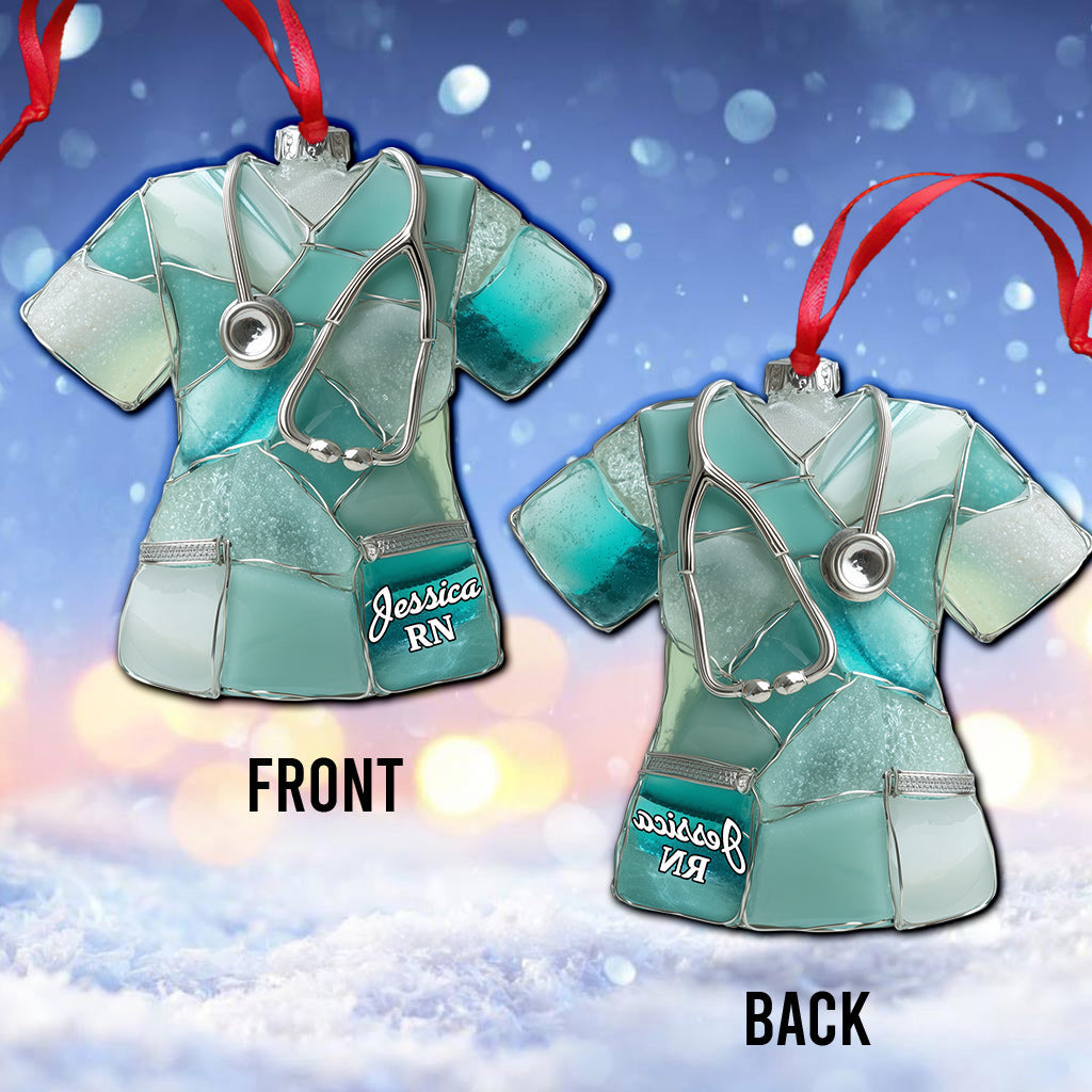 Sea Glass Nurse Scrub - Personalized Nurse Ornament