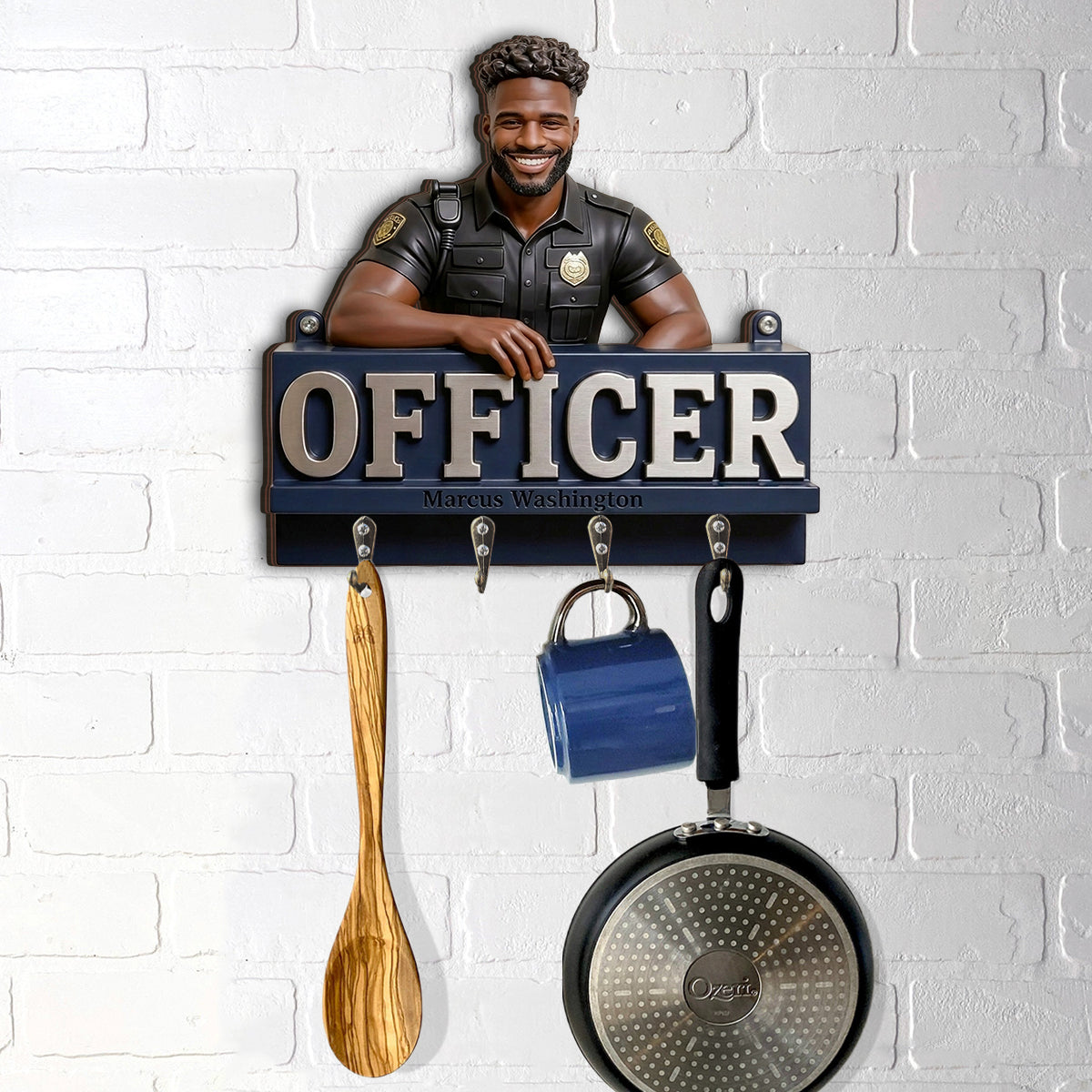Photo Personnalisée - Porte-Clés en Forme de Policier