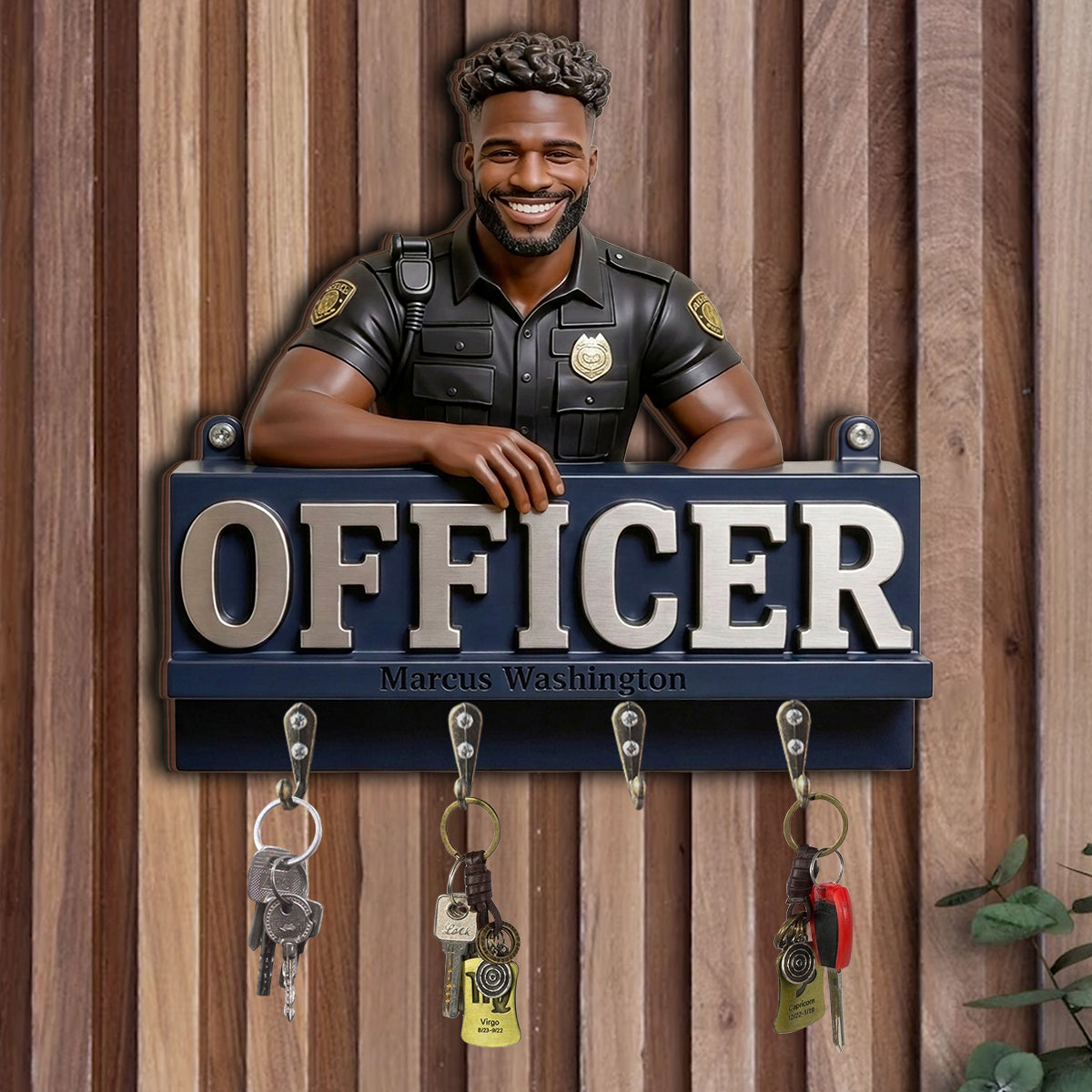 Photo Personnalisée - Porte-Clés en Forme de Policier