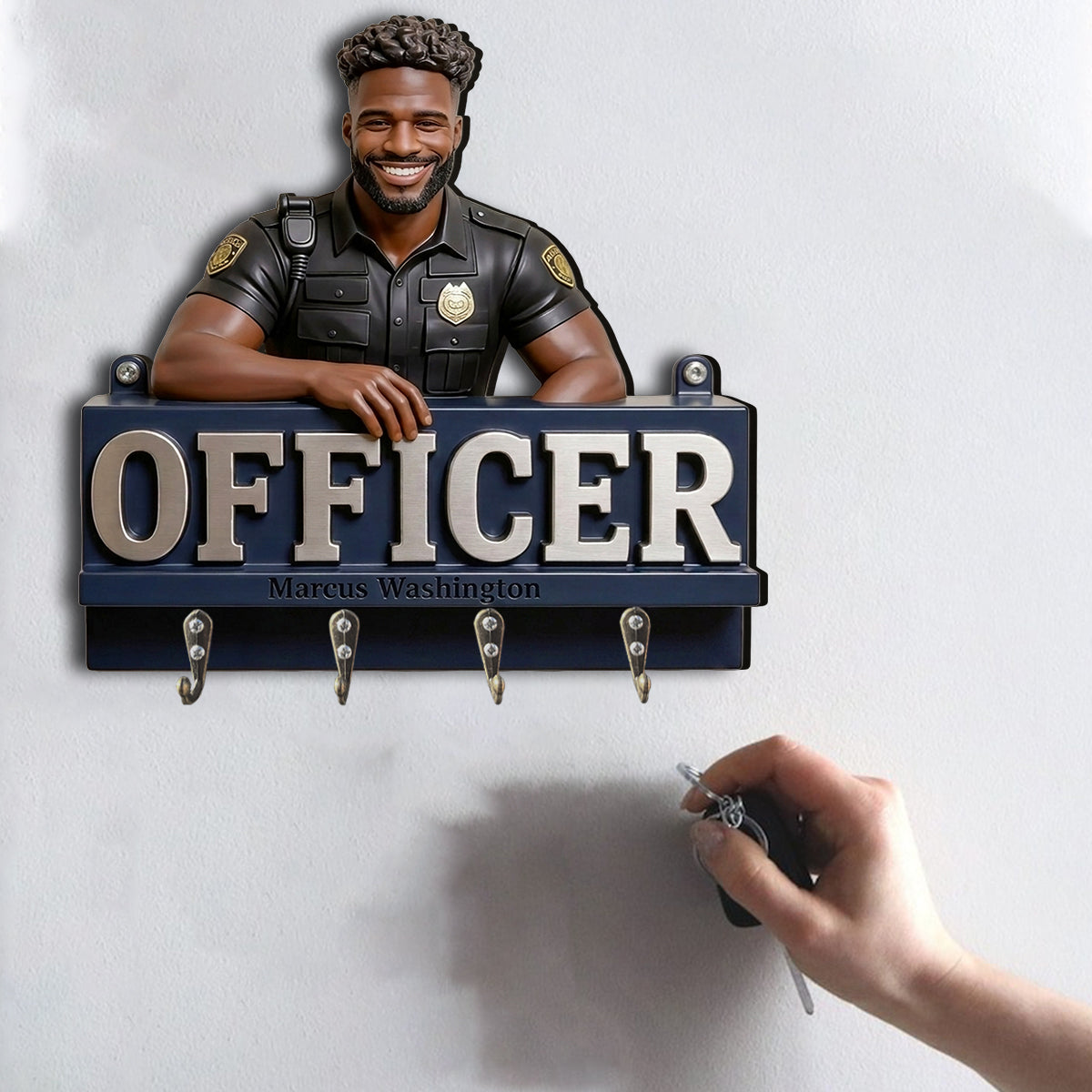 Photo Personnalisée - Porte-Clés en Forme de Policier