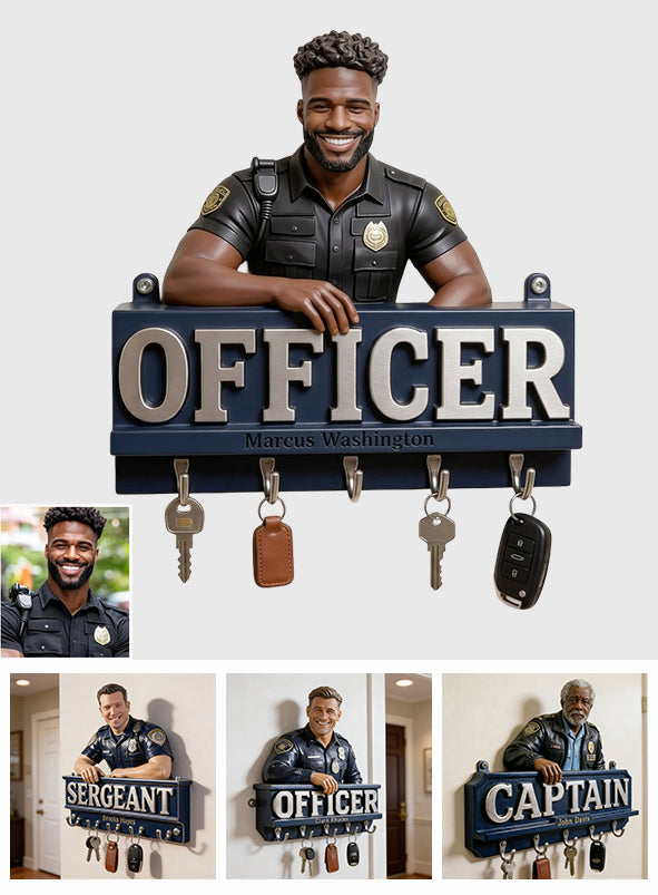 Photo Personnalisée - Porte-Clés en Forme de Policier