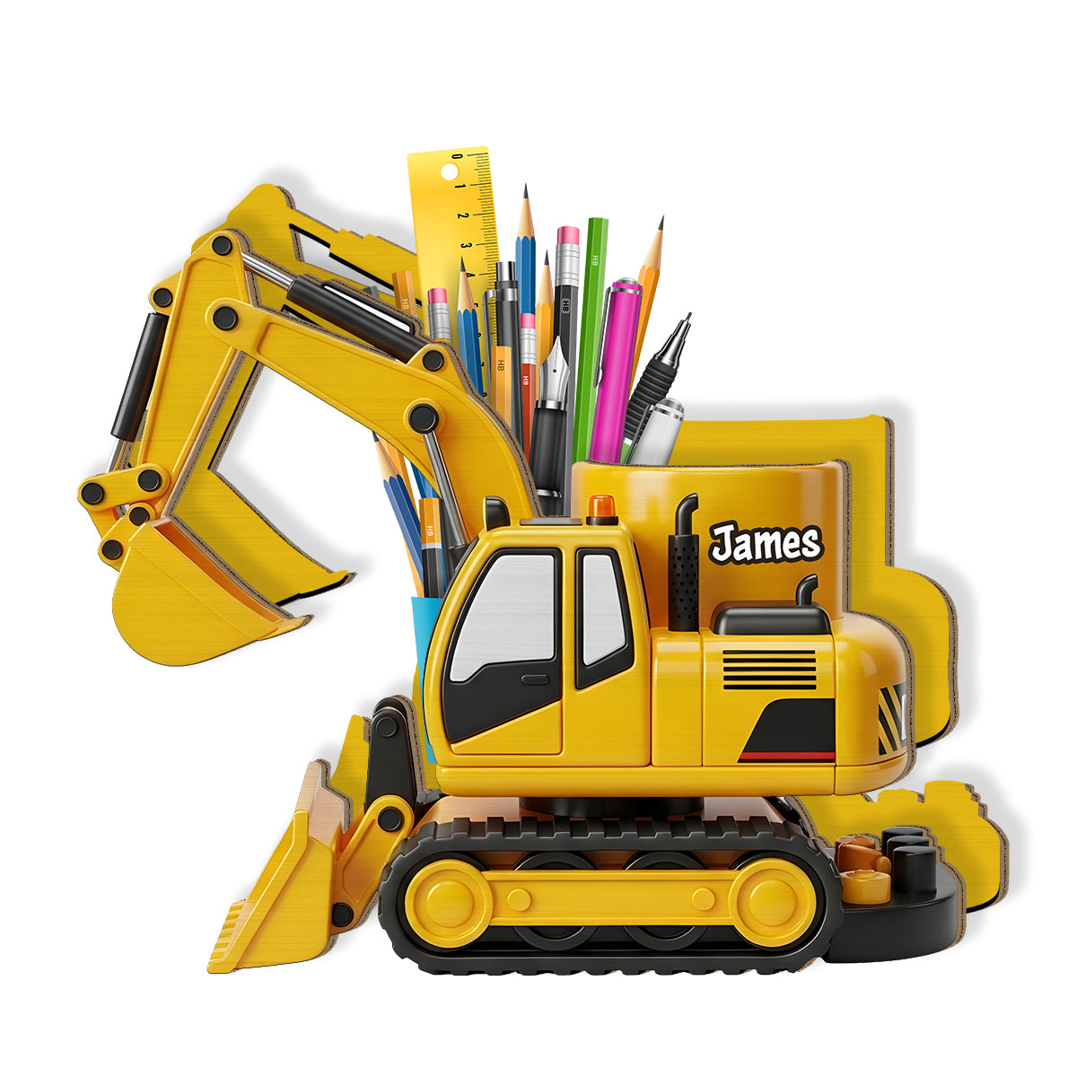 Véhicule de chantier cool - Porte-stylo en bois personnalisé pour enfant