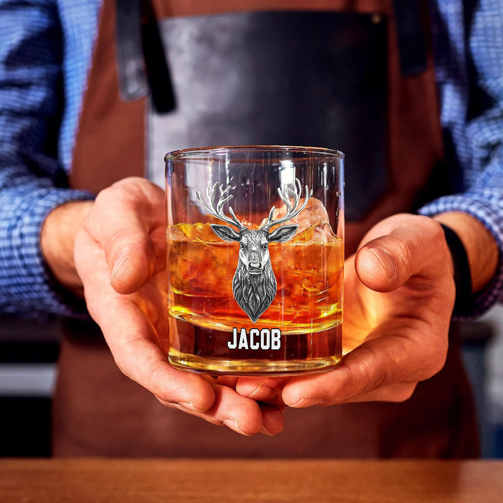Cerf/Orignal/Canard… Cadeau pour les passionnés de chasse, cadeau pour les amateurs de whisky - Verre à whisky personnalisé sur le thème de la chasse