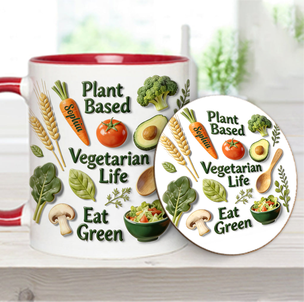 Vegetarian Life - Personalized Veterinarian Accent Mug & Coaster