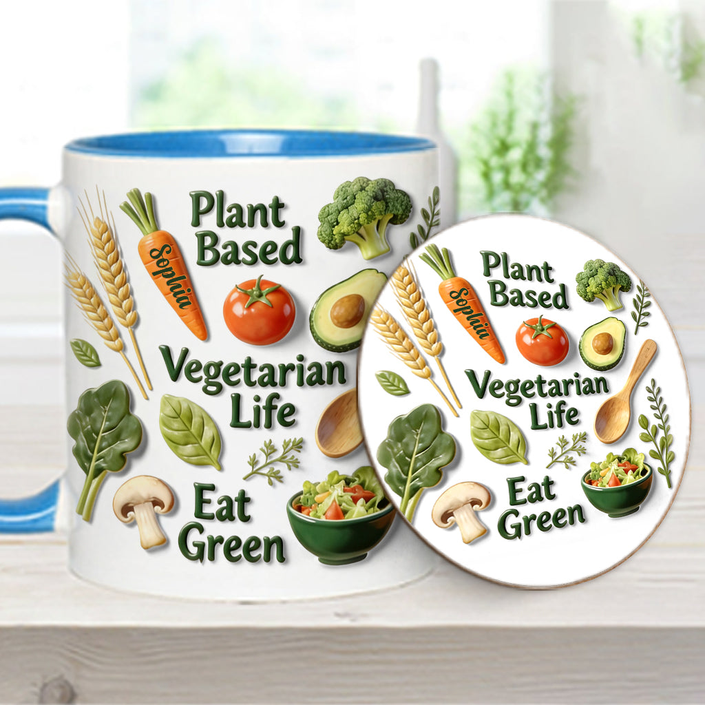 Vegetarian Life - Personalized Veterinarian Accent Mug & Coaster