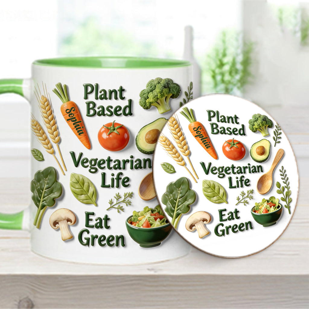 Vegetarian Life - Personalized Veterinarian Accent Mug & Coaster