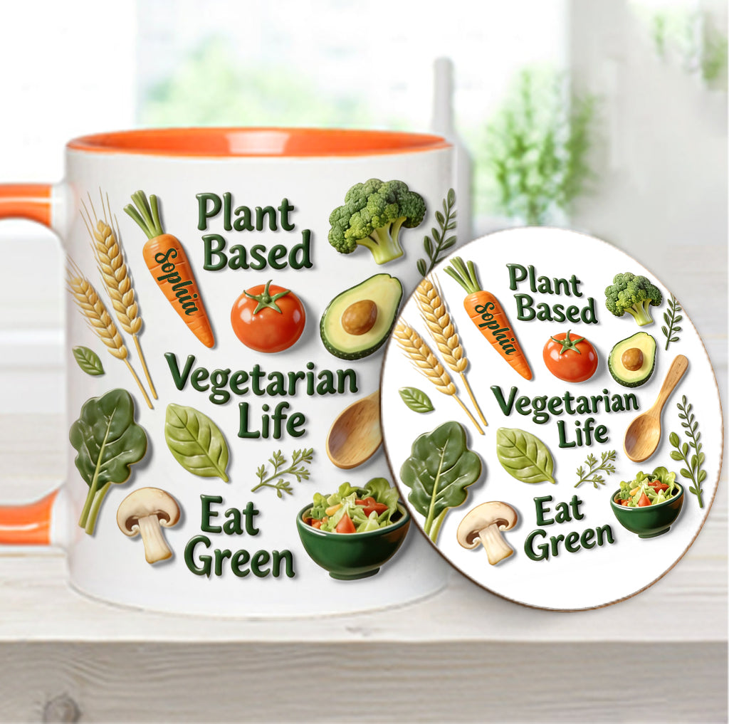 Vegetarian Life - Personalized Veterinarian Accent Mug & Coaster