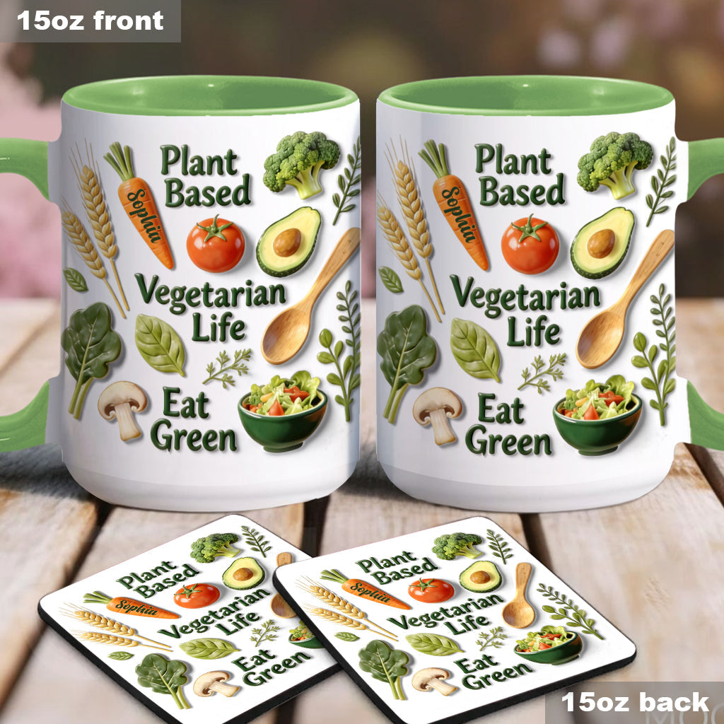 Vegetarian Life - Personalized Veterinarian Accent Mug & Coaster