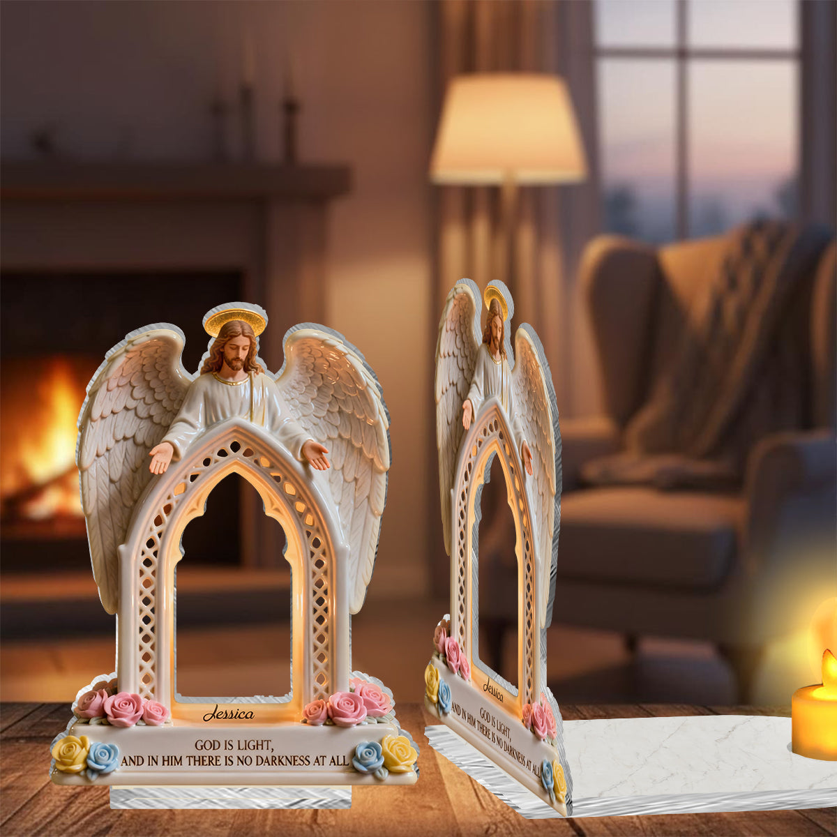 Dieu est lumière - Porte-bougie chrétien personnalisé