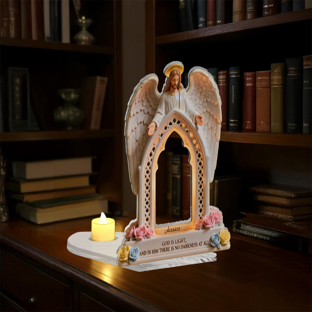 Dieu est lumière - Porte-bougie chrétien personnalisé