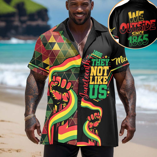 T-shirt hawaïen personnalisé « Free-ish They Not Like Us » pour la fête de Juneteenth