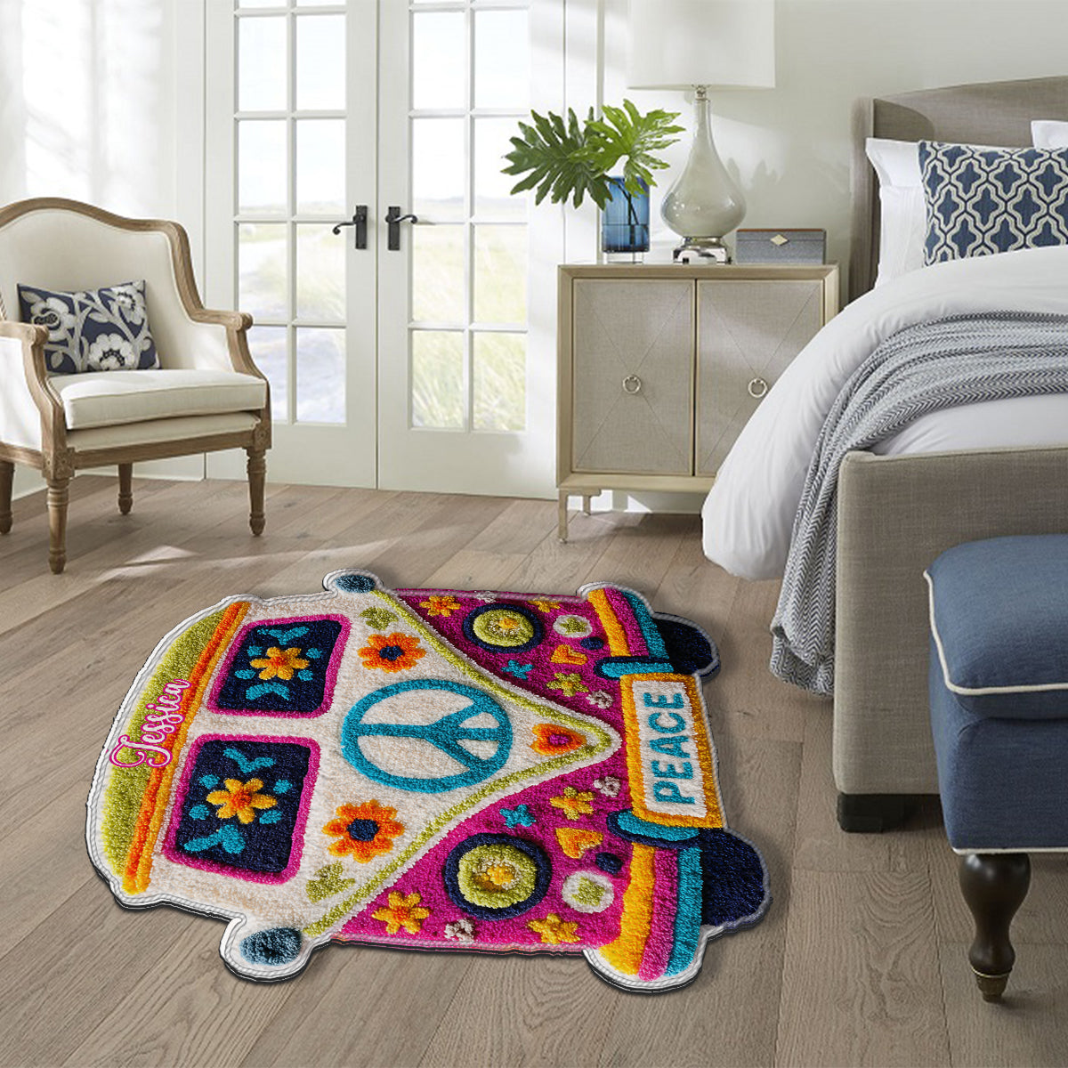 Tapis Hippie Van - Tapis touffeté antidérapant personnalisé