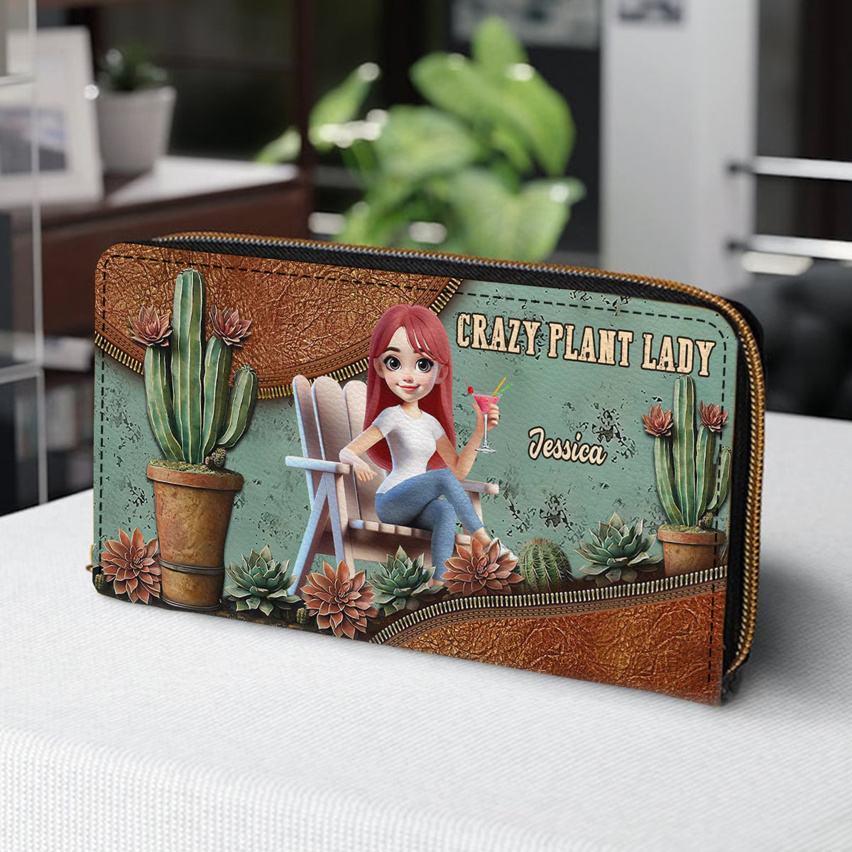 Crazy Plant Lady - Personalized Gardening Leather Long Wallet