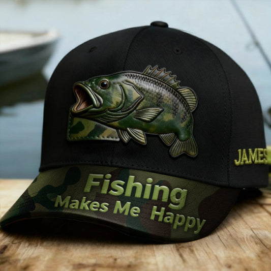 Fishing Makes Me Happy - Personalized Fishing Classic Cap