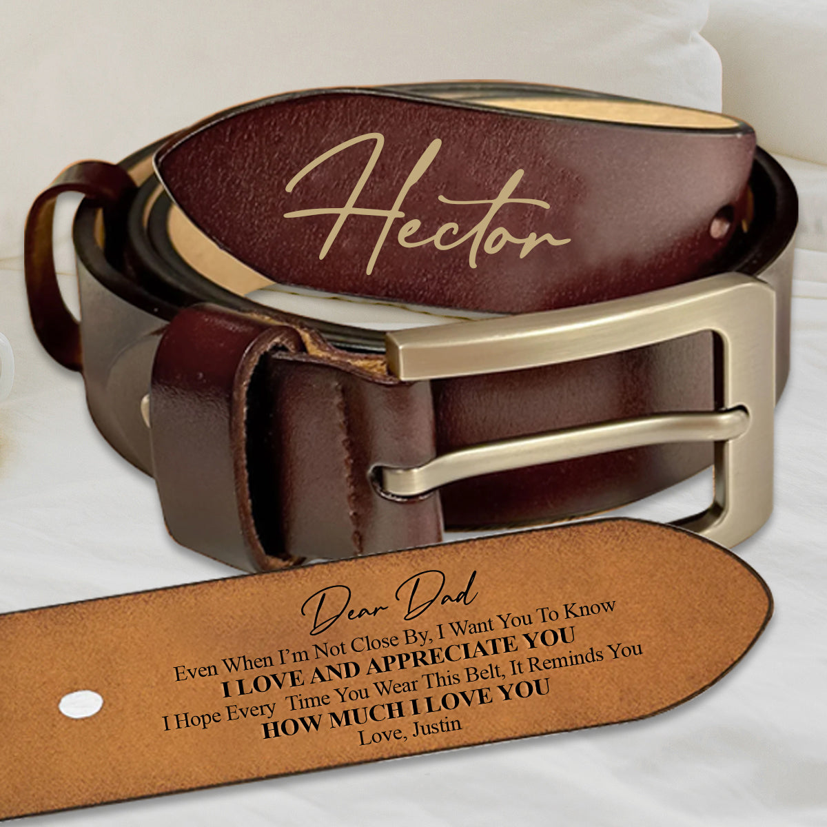 I Love You - Personalized Father Leather Belt