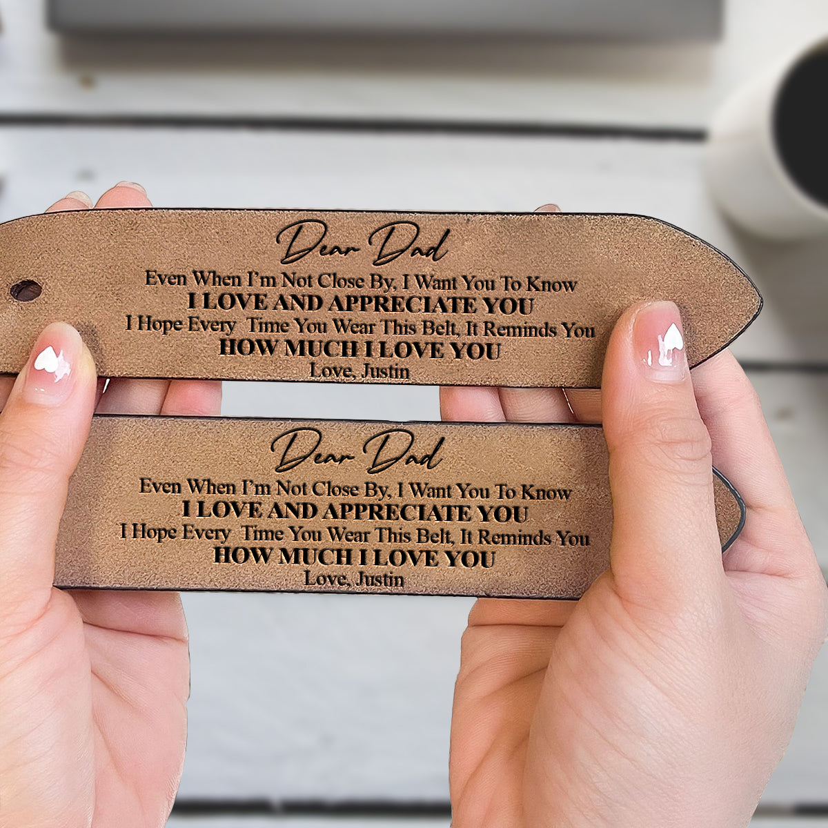 I Love You - Personalized Father Leather Belt