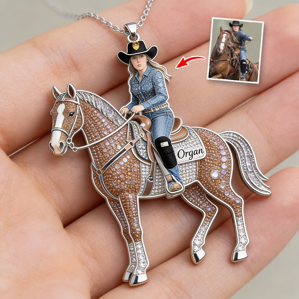 Amour Cheval - Collier Pendentif Métal en Forme de Cheval Personnalisé