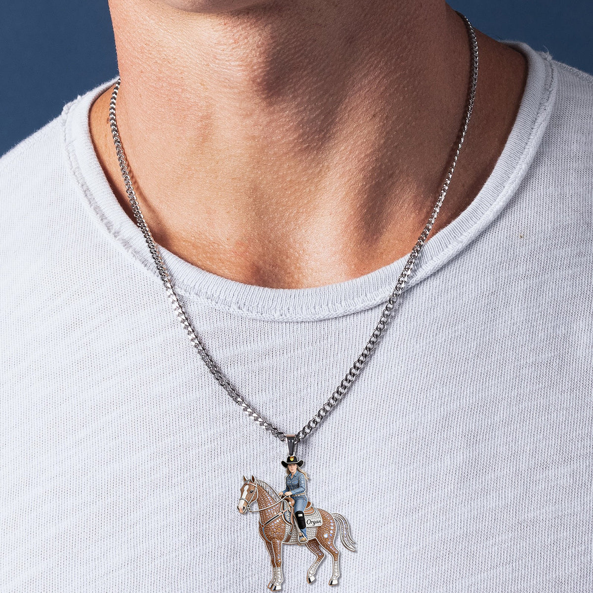 Amour Cheval - Collier Pendentif Métal en Forme de Cheval Personnalisé
