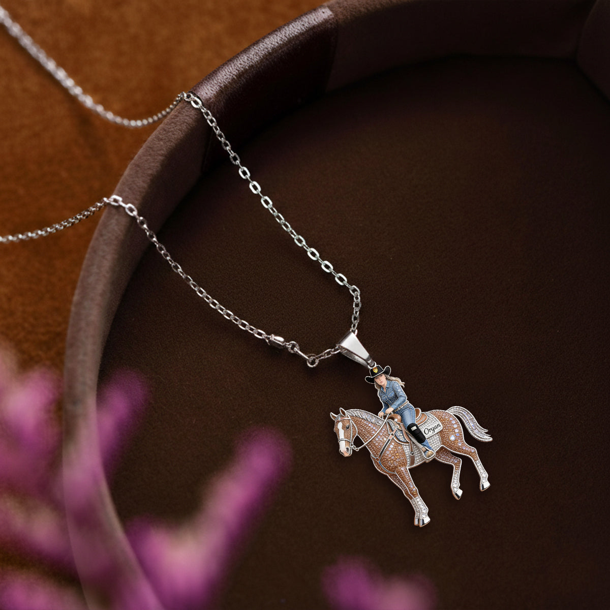 Amour Cheval - Collier Pendentif Métal en Forme de Cheval Personnalisé