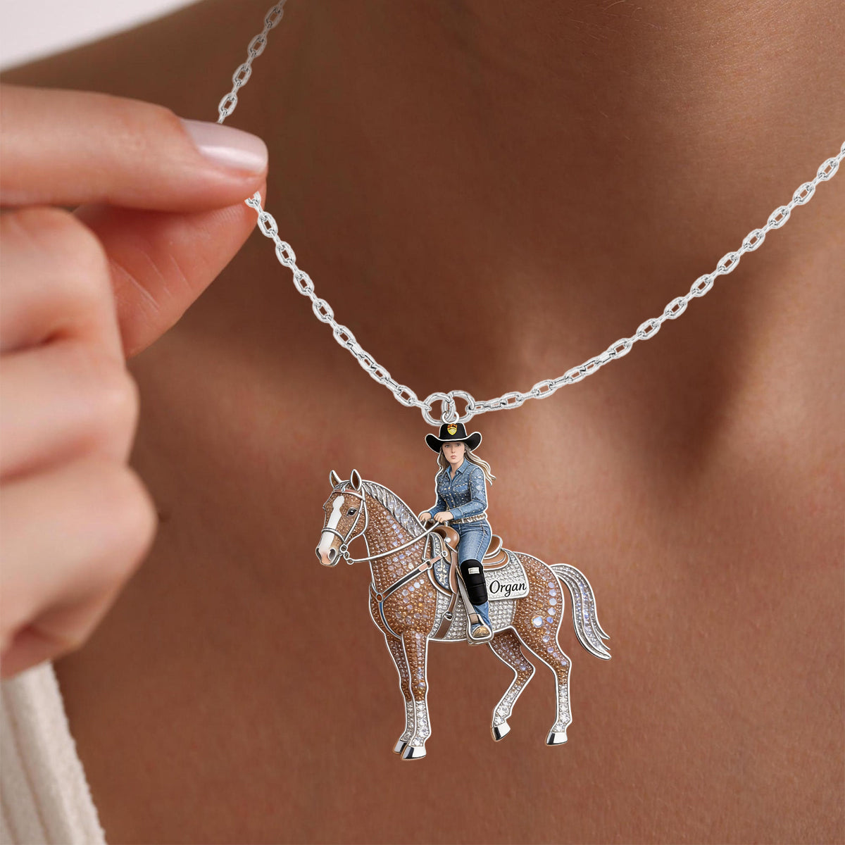 Amour Cheval - Collier Pendentif Métal en Forme de Cheval Personnalisé