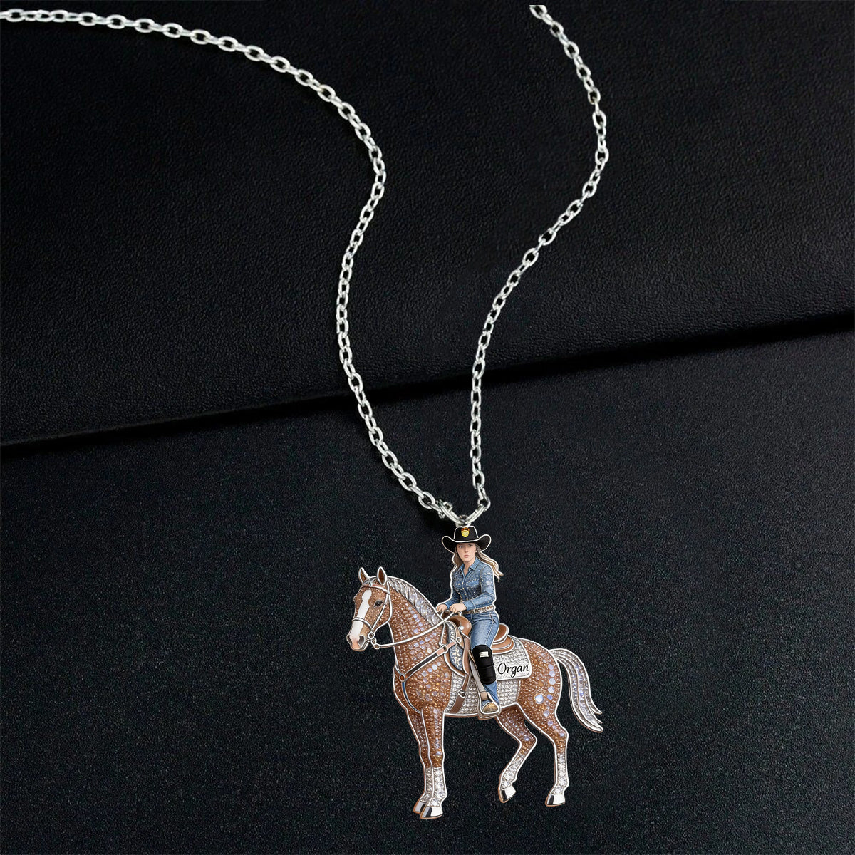 Amour Cheval - Collier Pendentif Métal en Forme de Cheval Personnalisé