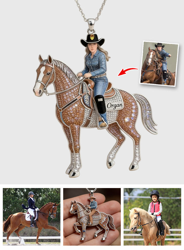 Amour Cheval - Collier Pendentif Métal en Forme de Cheval Personnalisé