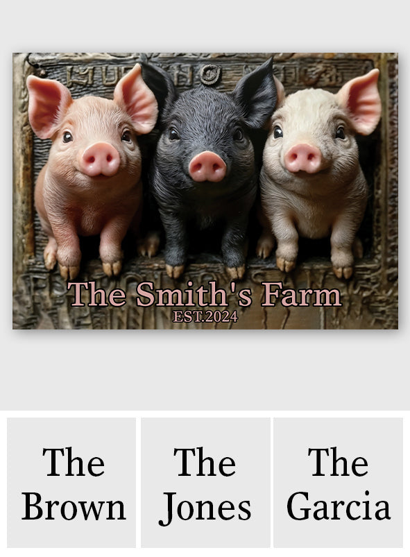 Bienvenue à la ferme - Panneau métallique rectangulaire personnalisé pour les amoureux des cochons