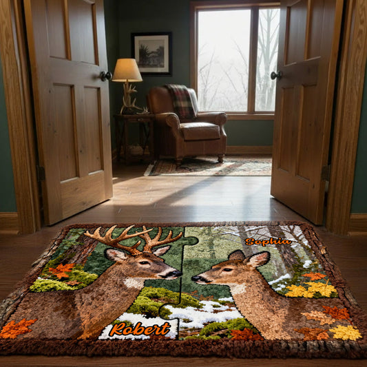 Cadeau idéal pour un couple - Tapis de chasse personnalisé antidérapant et tufté