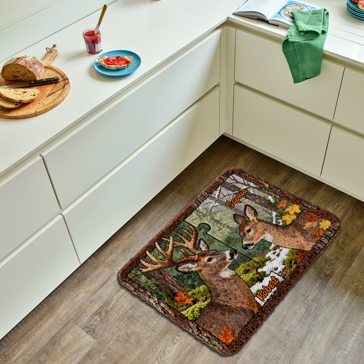 Cadeau idéal pour un couple - Tapis de chasse personnalisé antidérapant et tufté