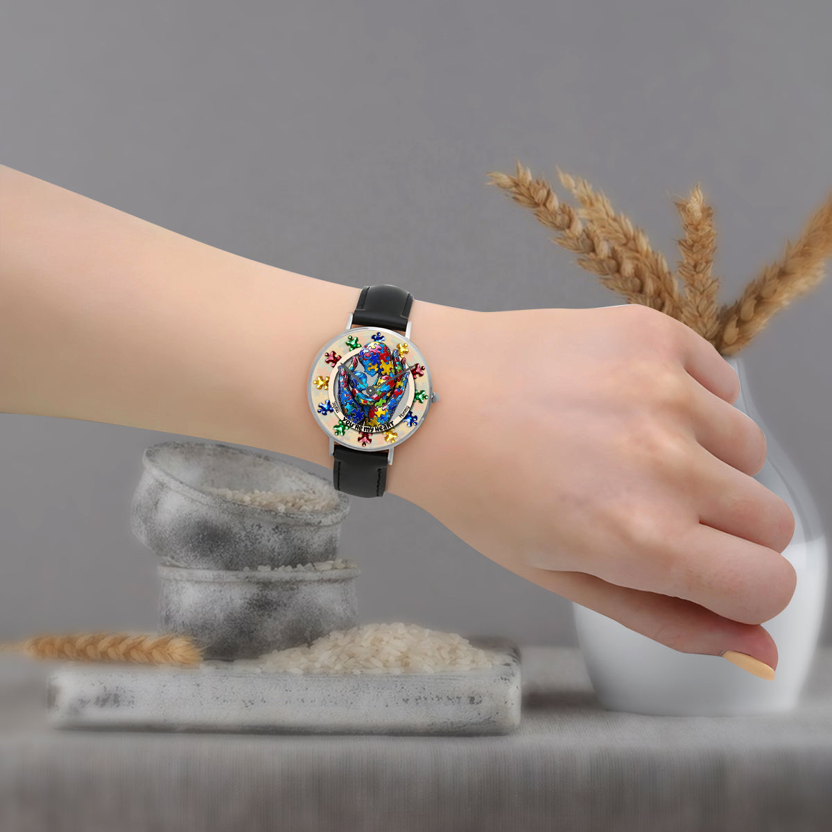 Tu es mon cœur - Montre-bracelet personnalisée pour la sensibilisation à l'autisme