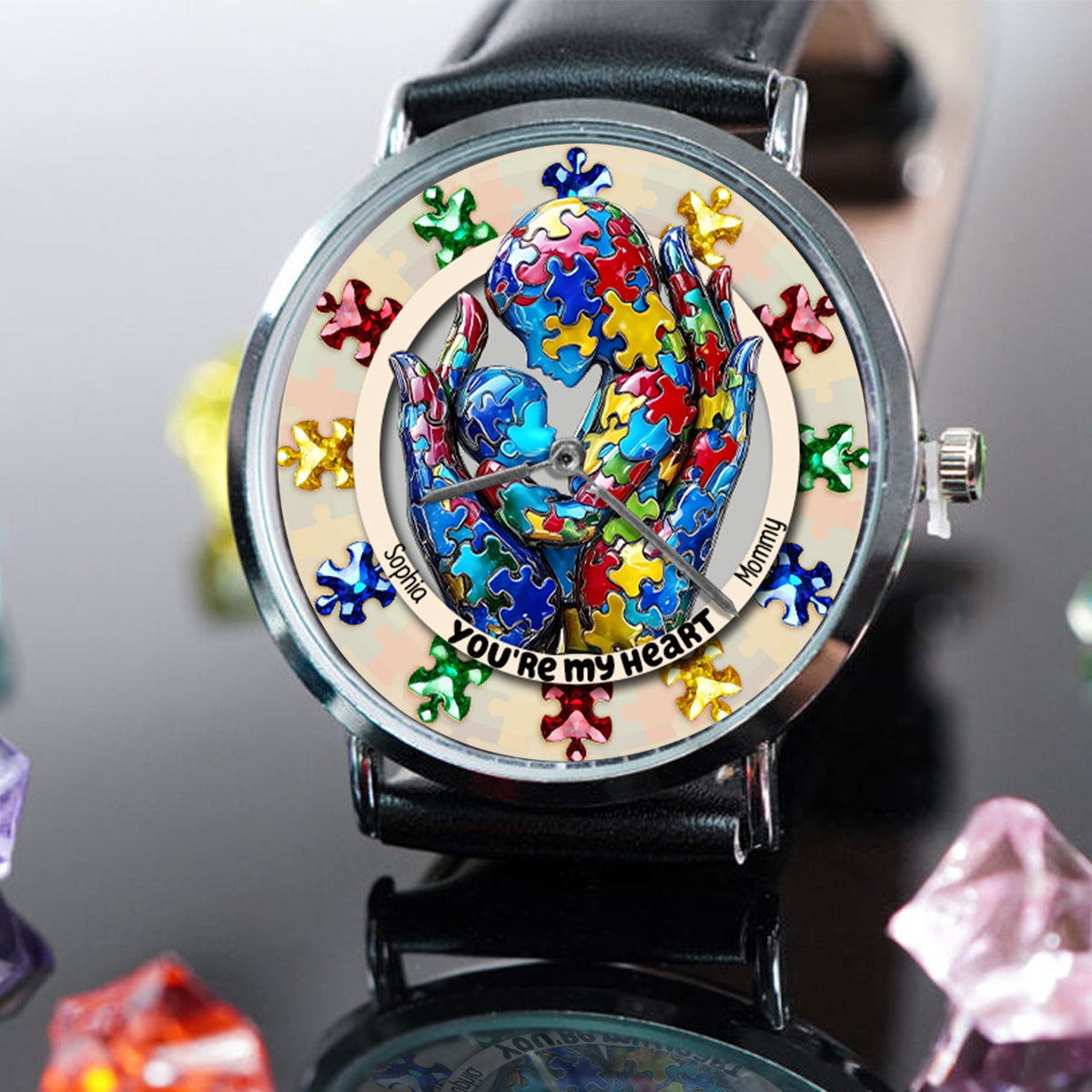 Tu es mon cœur - Montre-bracelet personnalisée pour la sensibilisation à l'autisme