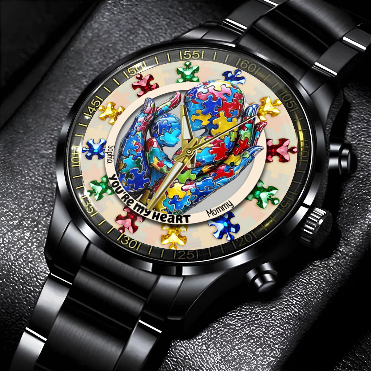 Tu es mon cœur - Montre-bracelet personnalisée pour la sensibilisation à l'autisme
