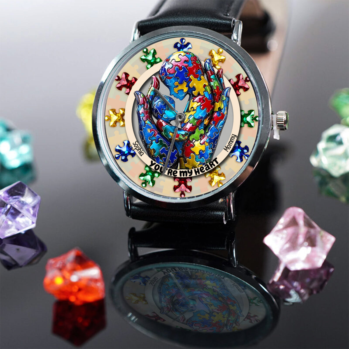 Tu es mon cœur - Montre-bracelet personnalisée pour la sensibilisation à l'autisme