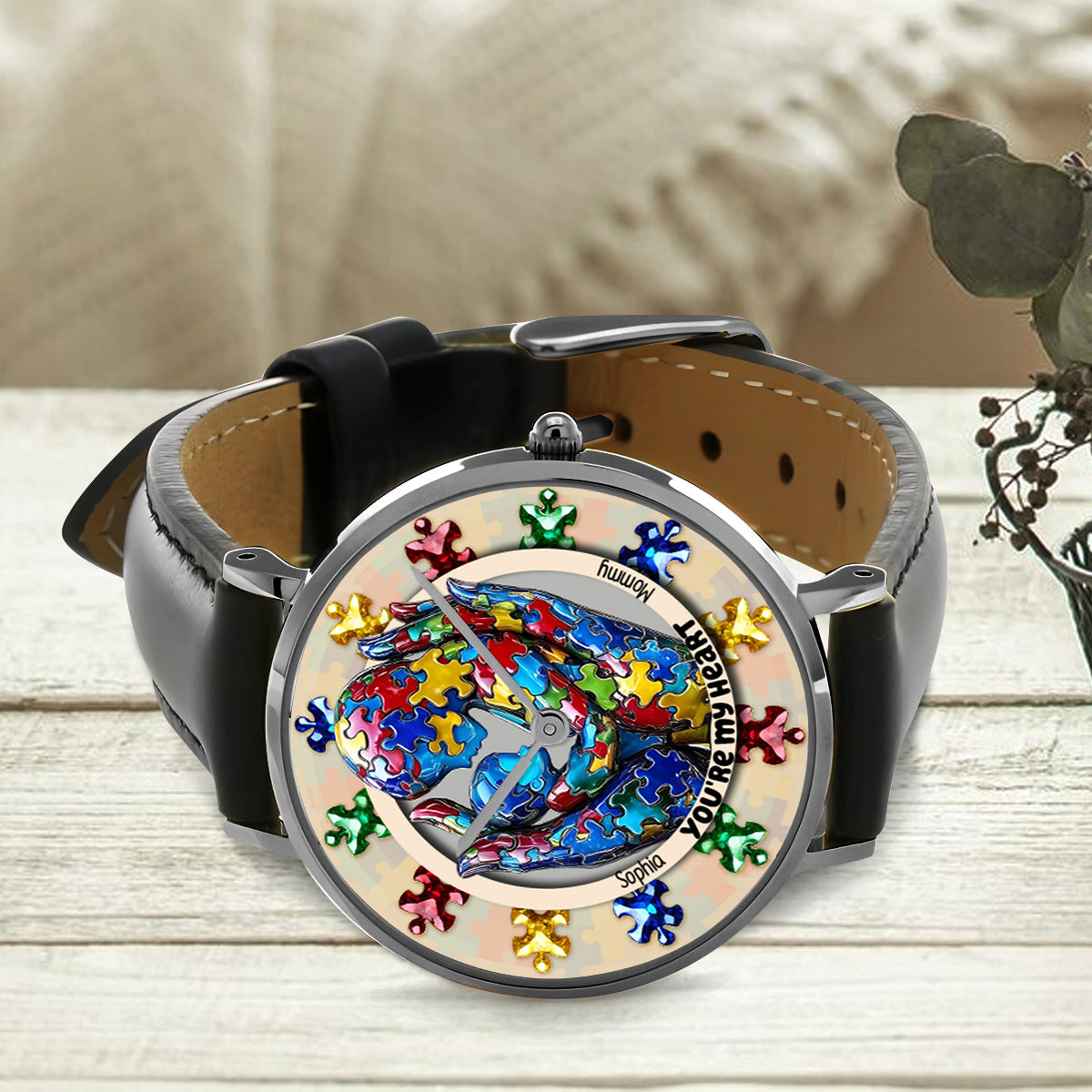 Tu es mon cœur - Montre-bracelet personnalisée pour la sensibilisation à l'autisme
