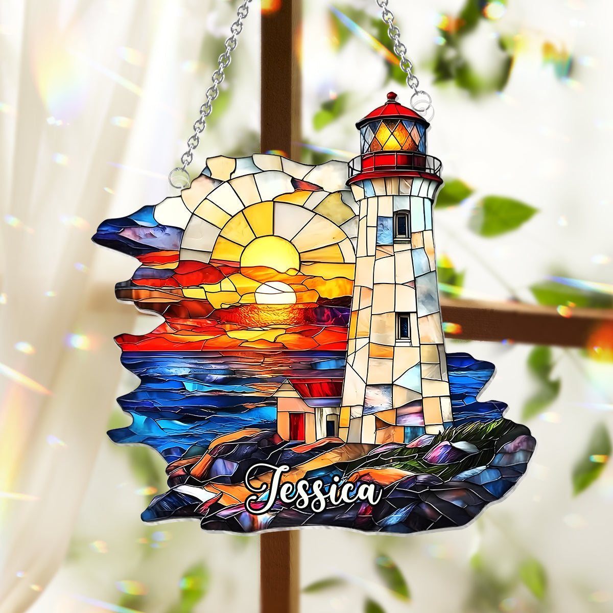 Éclat de l'Océan - Attrape-soleil personnalisé pour les amoureux de la mer, à suspendre à la fenêtre 