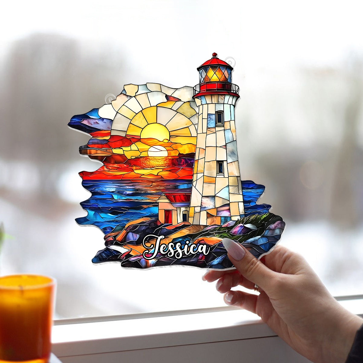 Éclat de l'Océan - Attrape-soleil personnalisé pour les amoureux de la mer, à suspendre à la fenêtre 