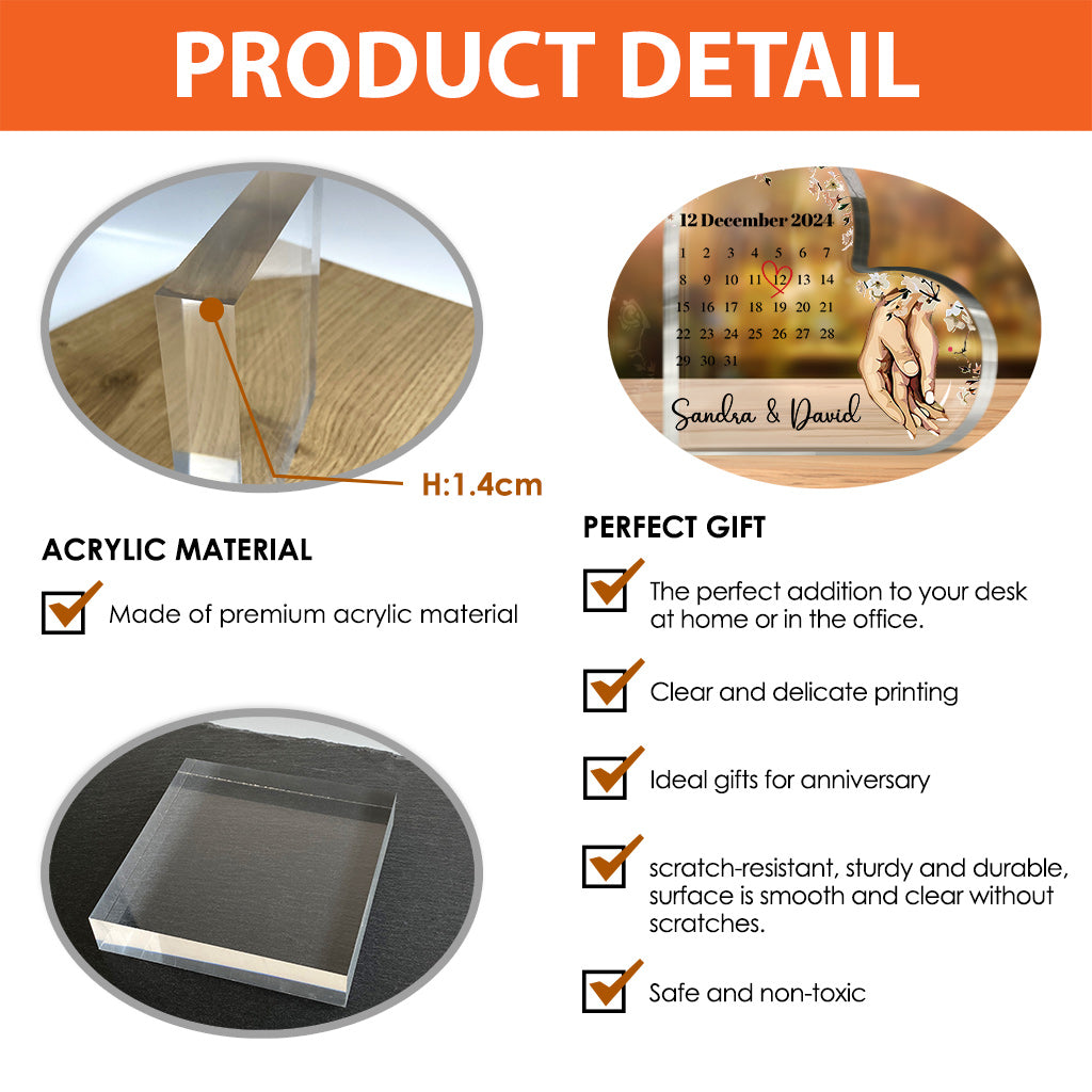 Couple Married Calendar - Personalized Couple Custom Shaped Acrylic Plaque